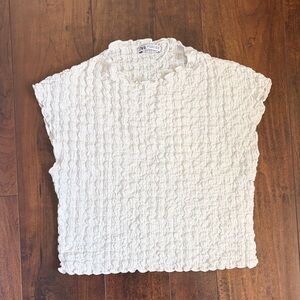 Zara Women's Cream Textured Blouse